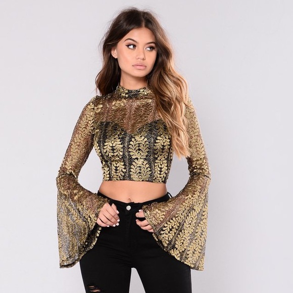 Fashion Nova Hailee Bell Sleeve Top - Picture 1 of 5